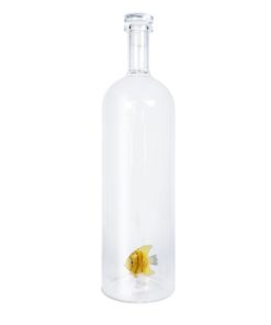WD Bottiglia in Vetro Borosilicato e tappo con Pesce Tropicale Oro