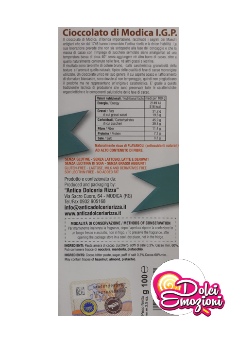 TAVOLETTA DI CIOCCOLATO DI MODICA I.G.P. AL SOFFIO DI SALE - immagine 3