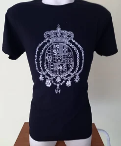 MAGLIETTA T-SHIRT NERA REGNO DELLE DUE SICILIE STEMMA SERIGRAFIA MONOCOLORE BIANCO
