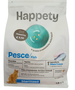 Happety PESCE 1,5 Kg – Alimento completo per gatti sterilizzati