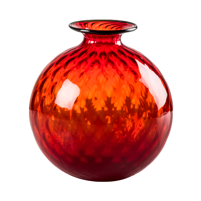 Venini Vaso Monofiore Balloton Rosso Filo Verde Mela H16,5 cm - immagine 2