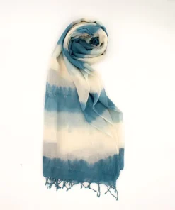 Stola cotone Tie-Dye toni azzurro