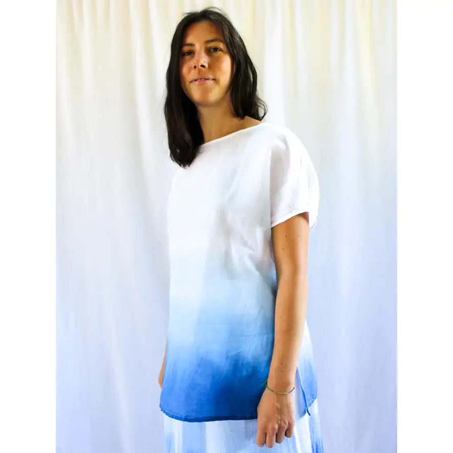 Blusa Lanh – Dip Dye blu oltremare M