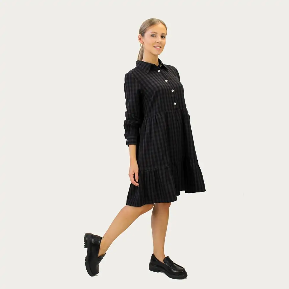 Abito Madras scacchi nero e noce S - immagine 4