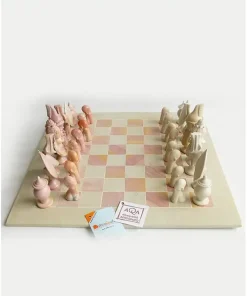 Set scacchi Masharubu 35x35cm rosa/bian