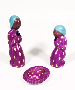 Natività 3 pezzi fuxia, gialla 10cm