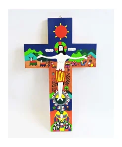 Croce legno Cristo 50×30 cm