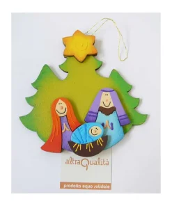 Presepe con alberi legno 12x12cm