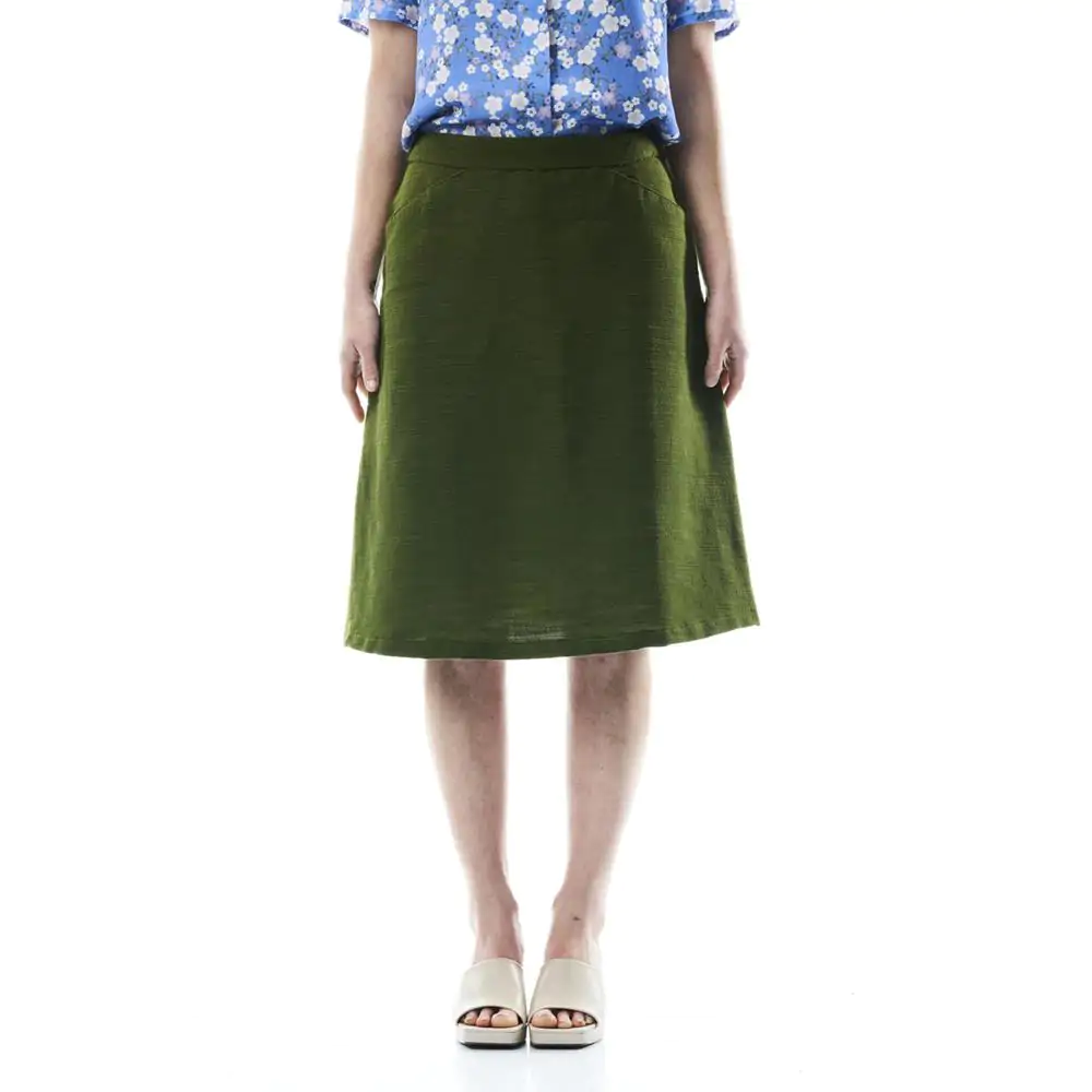Gonna Incenso, cotone khadi, verde p. M