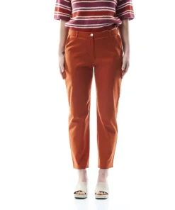 Pantalone Erica, cotone/lino, arancio XS