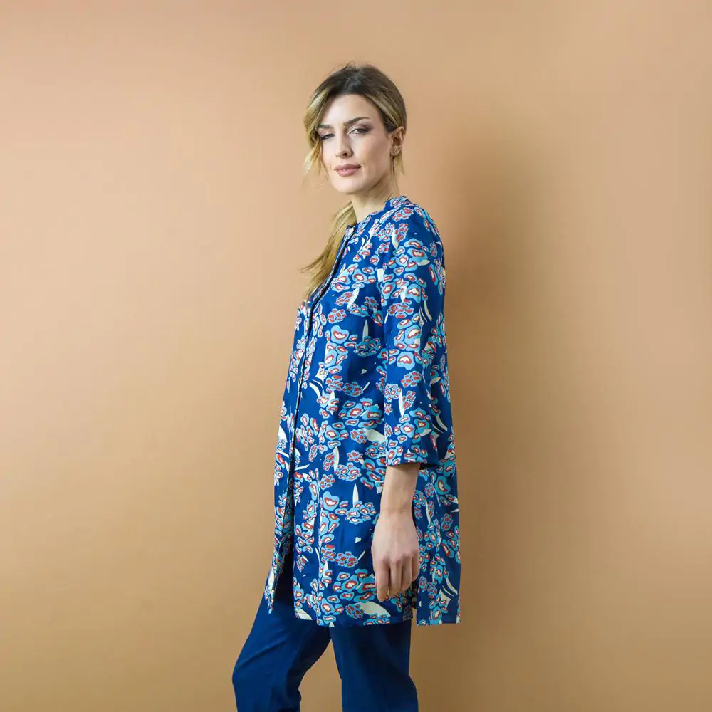 Camicia Camomilla stampata blu indaco L - immagine 4
