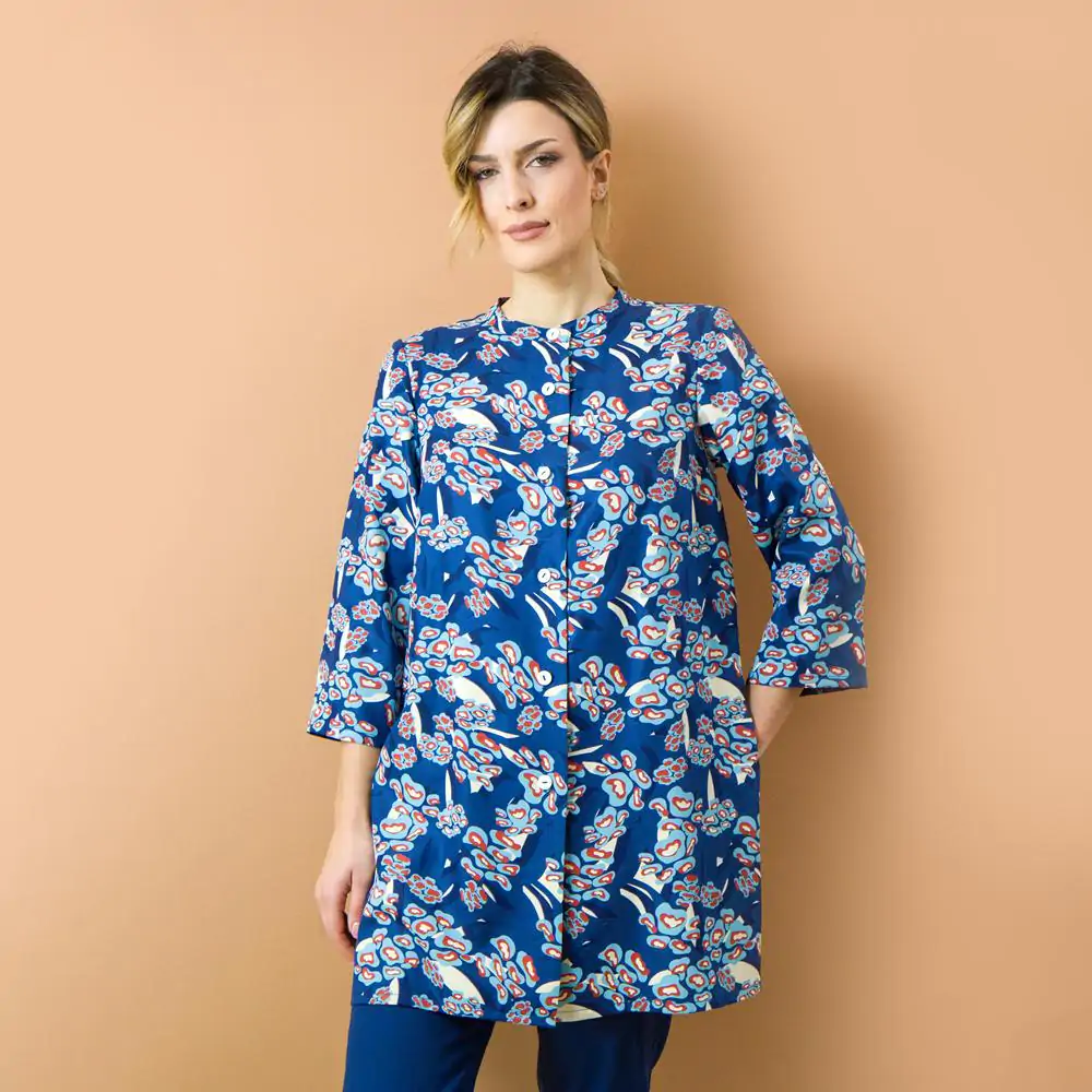 Camicia Camomilla stampata blu indaco L - immagine 2