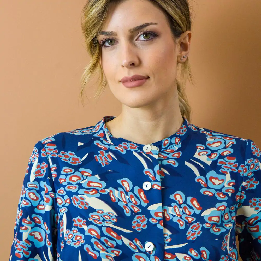 Camicia Camomilla stampata blu indaco L - immagine 5