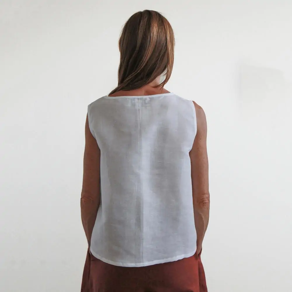 Top Mughetto lino-cotone bianco S - immagine 4