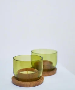 Set 2 portalumini Taa verde oliva 6,5cm