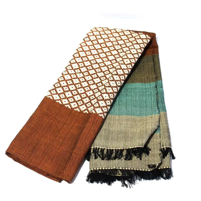 Sciarpa in cotone jacquard arancio - immagine 2