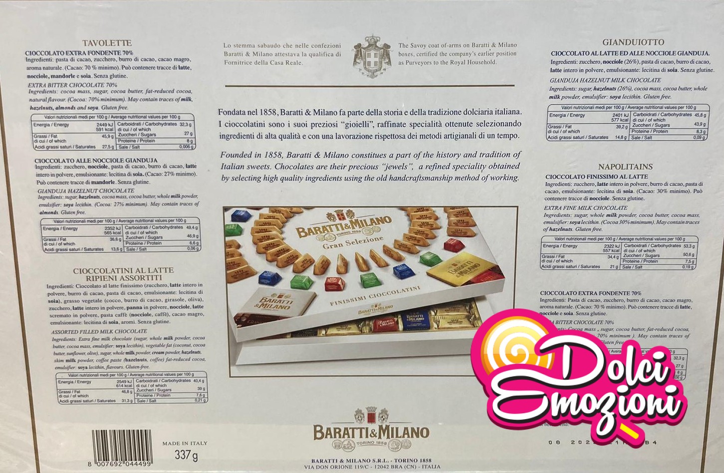 CONFEZIONE DI CIOCCOLATINI BARATTI&MILANO – 337 G - immagine 3