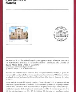 BOLLETTINO ILLUSTRATIVO ITALIA 2016 nuovo ” S. MARIA della CROCE in CASARANO ” €4,50