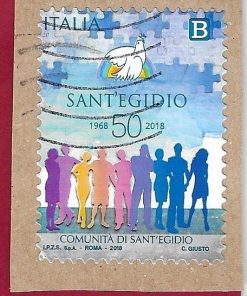 FRANCOBOLLO ITALIA 2018 YT  3821 usato  ” COMUNITA’ DI SANT’EGIDIO ” €0,80