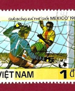 Francobollo Repubblica Socialista del VIETNAM  1985 YT 644 usato “Mondiali di Calcio Messico’86” € 0,20