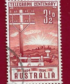 Francobollo  AUSTRALIA 1954 YT 210  usato  “centenario del servizio telegrafico ” € 0,20