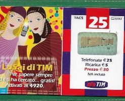 SCHEDE TELEFONICHE – RICARICARD TIM – Serie Lo sai di TIM € 25.00 n. LST25-M Scad. Ago. 2004 usata € 0.79